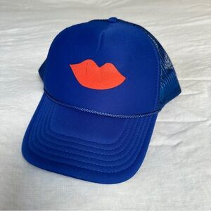 Clare V | Blue Trucker Hat with lips